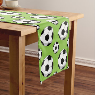 Cartoon Soccer Ball Pattern Short Table Runner