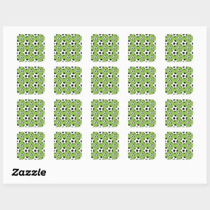 Cartoon Soccer Ball Pattern Square Sticker