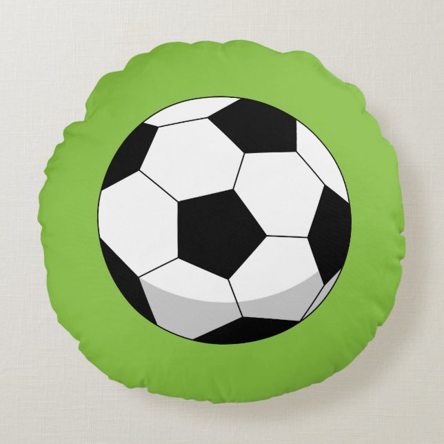 Cartoon Soccer Ball Round Pillow (Front)