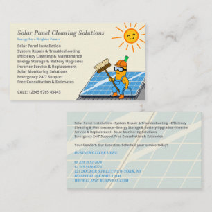 Cartoon Solar Panel Cleaning Services Business Card