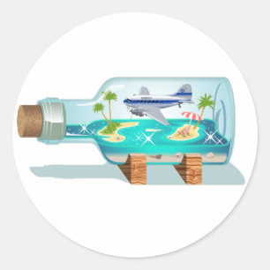 Cartoon Souvenir Bottle Classic Round Sticker