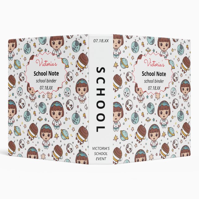 Cartoon Space Back to School Supplies Teachers Binder (Background)