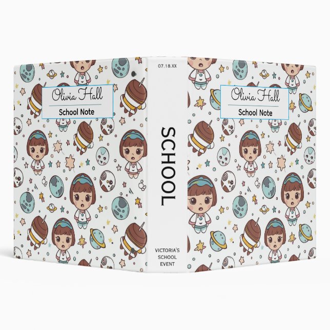 Cartoon Space Back to School Supplies Teachers  Binder (Background)