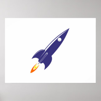 Cartoon Space Rocket Poster