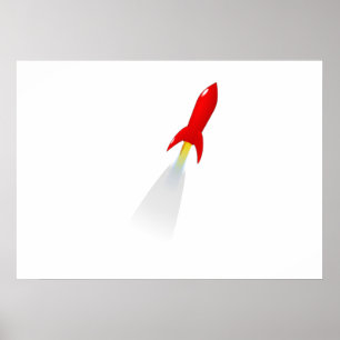 Cartoon Space Rocket Poster