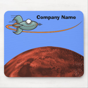 Cartoon Space Ship Alien Planet Mouse Pad