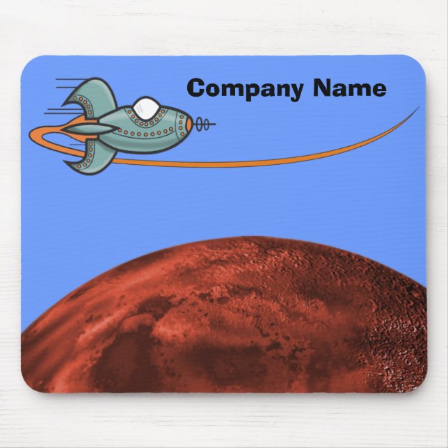 Cartoon Space Ship Alien Planet Mouse Pad (Front)