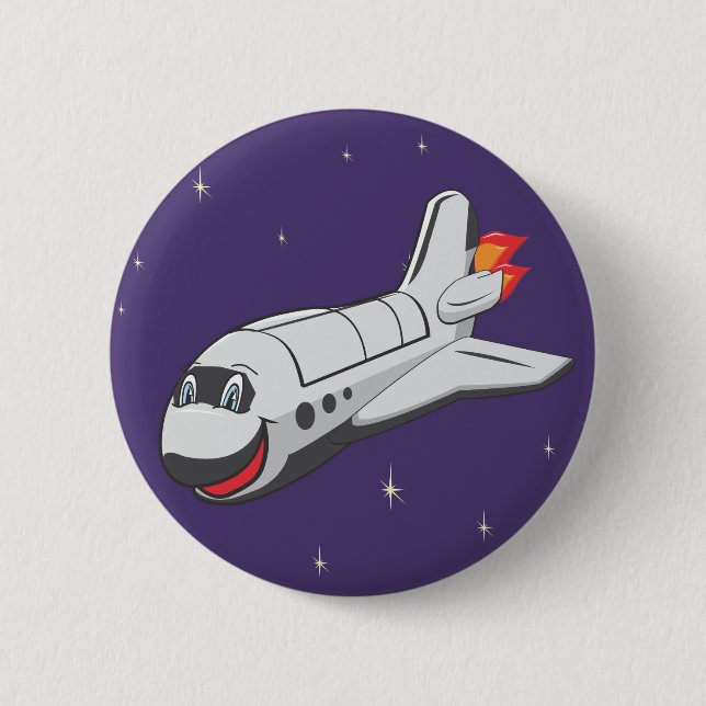 Cartoon Space Shuttle 2 Inch Round Button (Front)