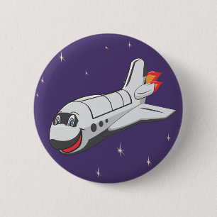 Cartoon Space Shuttle 2 Inch Round Button