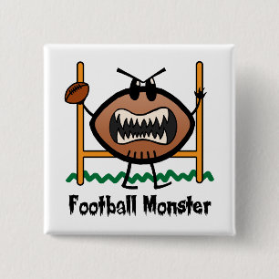 Cartoon Sports Clip Art Angry Mad Football Monster 2 Inch Square Button