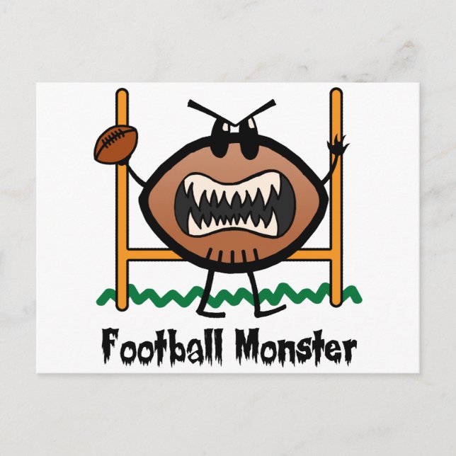 Cartoon Sports Clip Art Angry Mad Football Monster Postcard (Front)