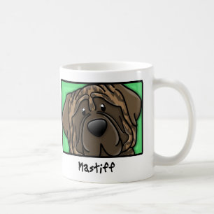 Cartoon Square Brindle Mastiff Coffee Mug