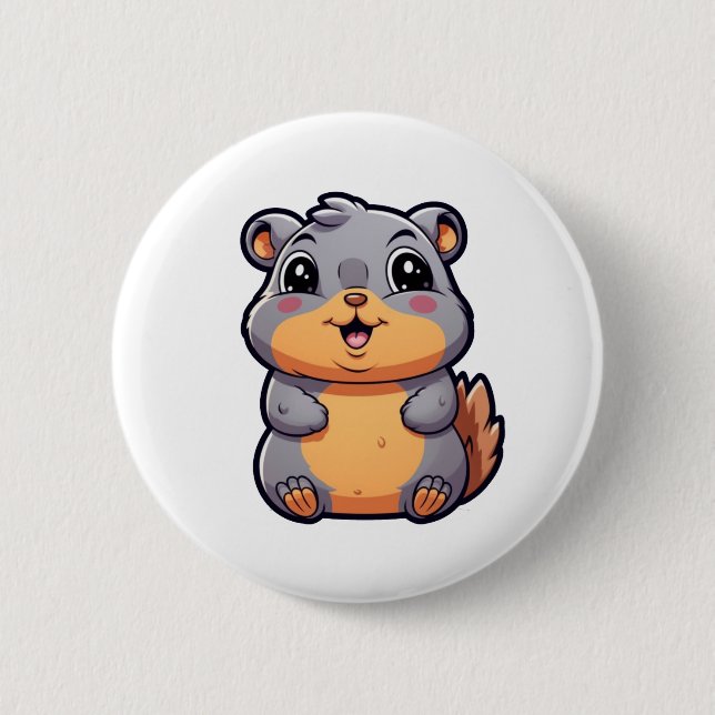 Cartoon squirrel illustration 2 inch round button (Front)
