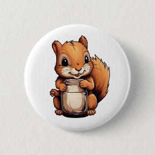 Cartoon squirrel illustration 2 inch round button