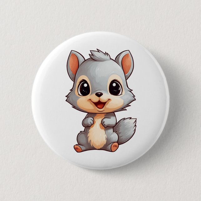 Cartoon squirrel illustration 2 inch round button (Front)