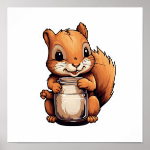 Cartoon squirrel illustration poster