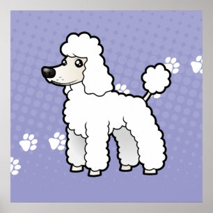 Cartoon Standard/Miniature/Toy Poodle (puppy cut) Poster