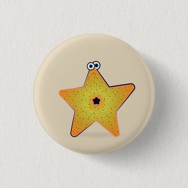 Cartoon Starfish 1 Inch Round Button (Front)