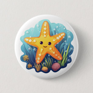 Cartoon stars illustration 2 inch round button