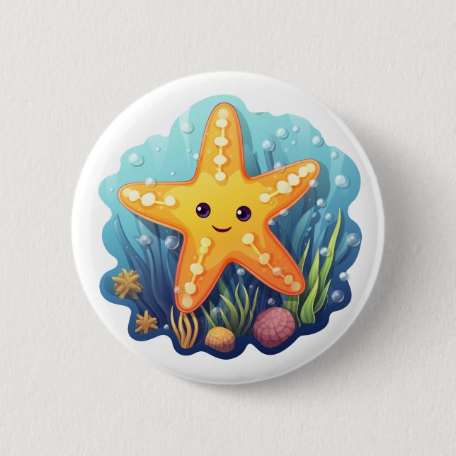 Cartoon stars illustration 2 inch round button (Front)