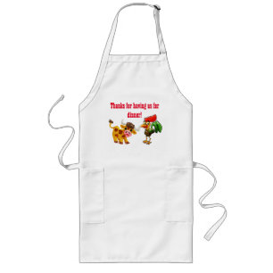 Cartoon Steer and Rooster Long Apron