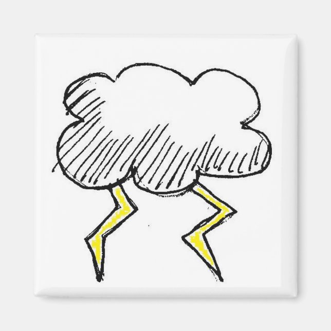 Cartoon Storm Cloud Rainy Day Design Magnet (Front)