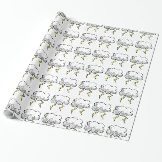 Cartoon Storm Cloud Rainy Day Design Wrapping Paper