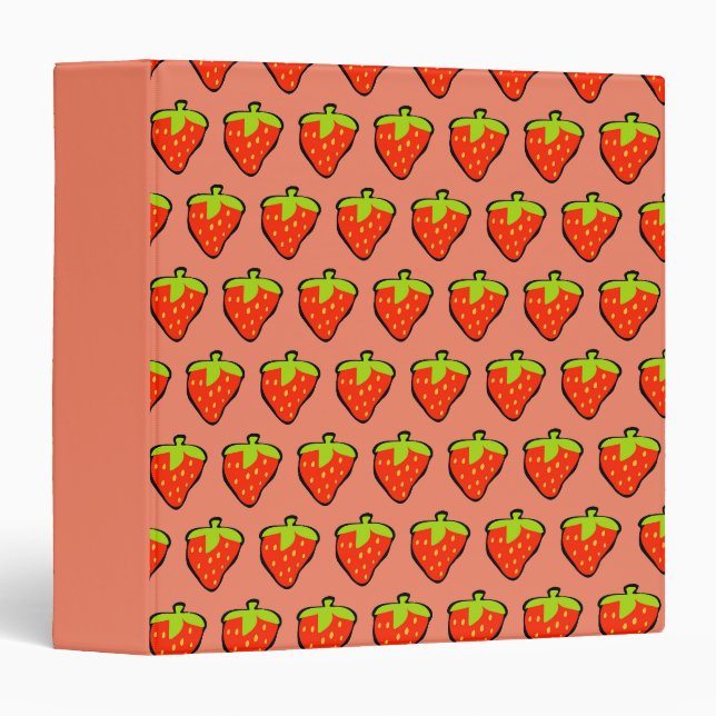 Cartoon Strawberries Red Pattern Binder (Front/Spine)