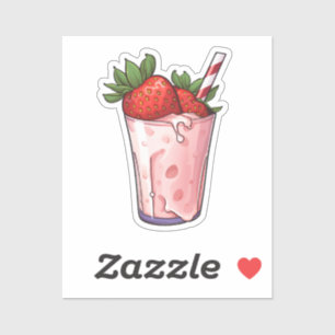 Cartoon strawberry milkshake