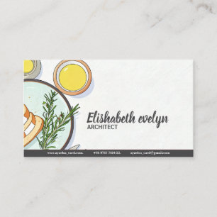 Cartoon-Style Artisan Bread & Herbs 6d Business Card