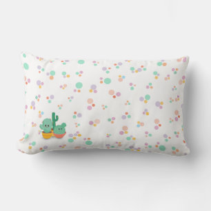 Cartoon-Style Cacti Multicolored Polka Dots Lumbar Pillow