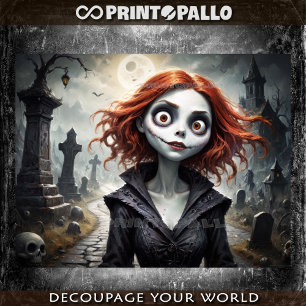 Cartoon style creepy girl in Halloween mood Tissue Paper