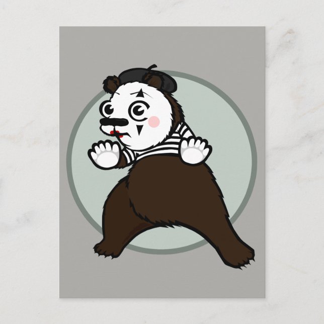 CARTOON STYLE GRIZZLY BEAR MIME VERTICAL POSTCARD (Front)