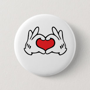Cartoon Style Hand Love Heart 2 Inch Round Button