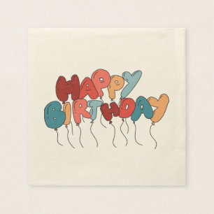 Cartoon Style Happy Birthday Balloon Letters Napkin