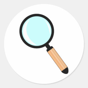 Cartoon Style Magnifying Glass Classic Round Sticker