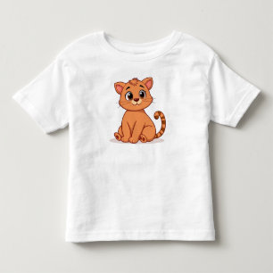 Cartoon-style orange cat toddler t-shirt
