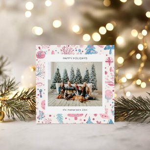 Cartoon Style Pastel Illustrations Holiday Card