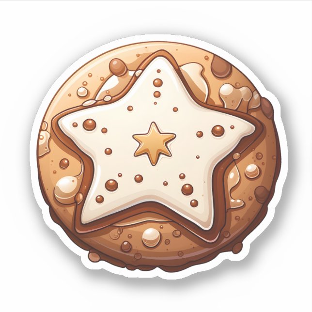 Cartoon Style Round Christmas Cookie With A Star (Front)