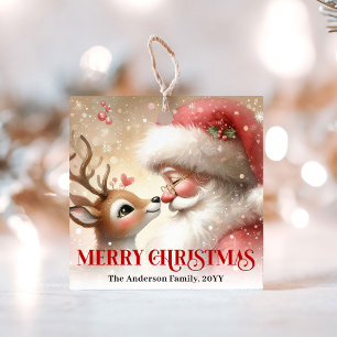 Cartoon Style Santa Rudolph Holiday Gift Tags