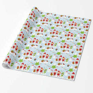 Cartoon Style White Christmas Wrapping Paper