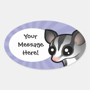 Cartoon Sugar Glider Oval Sticker