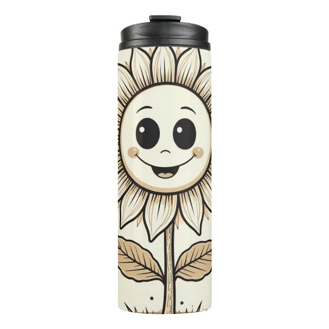 Cartoon Sunflower Thermal Tumbler (The sunflower features a smiling face!)