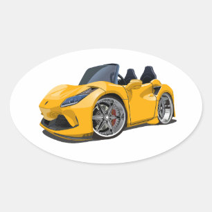 Cartoon super car oval sticker