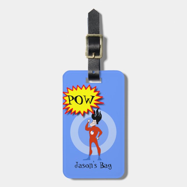 Cartoon Super Hero Luggage Tag (Front Vertical)
