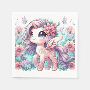 Cartoon Sweet Unicorn Baby Shower Napkin