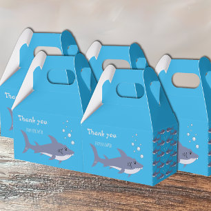 Cartoon swimming shark kid birthday blue favour bo favor box