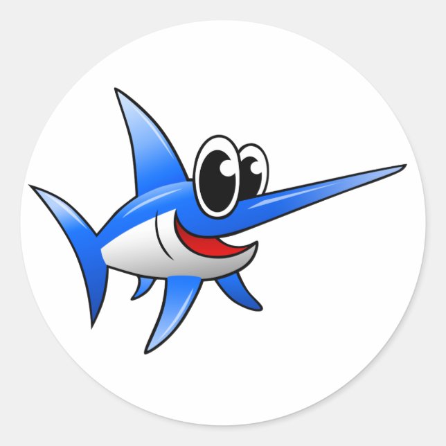 Cartoon Swordfish Classic Round Sticker (Front)