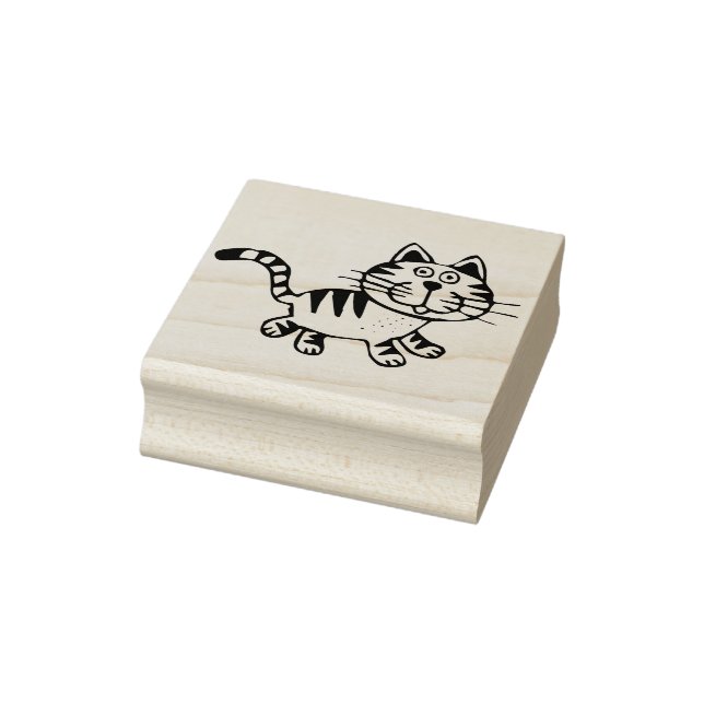 cartoon tabby cat art stamp (Stamp)