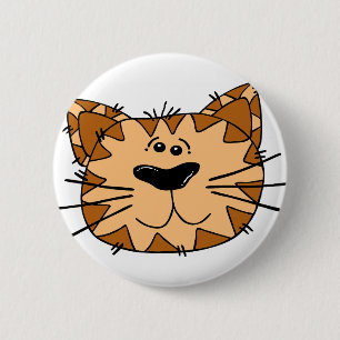 Cartoon Tabby Cat Face 2 Inch Round Button